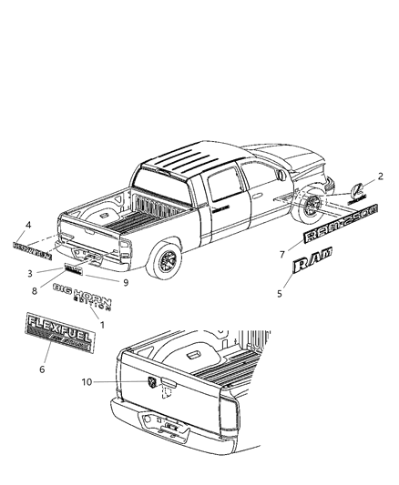 2001 Chrysler Concorde Nameplate [Ram] Diagram for 55277434AA