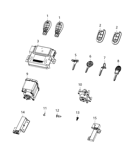 Transmitter Integrated Key Fob Diagram for 56046953AG