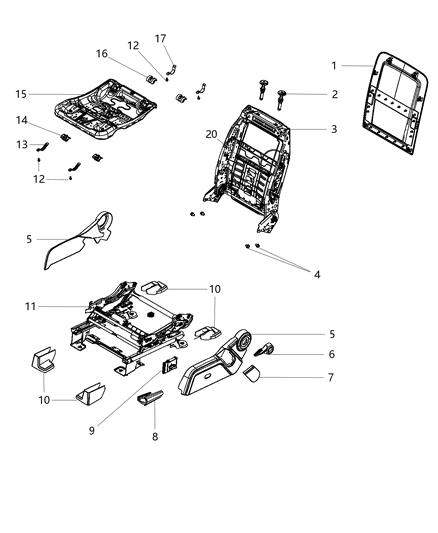 2020 Dodge Journey Shield Seat Diagram for 1UL32XDBAB
