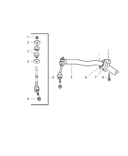 2007 Dodge Ram 1500 Link Kit Stabilizer Bar Diagram for 5170290AB