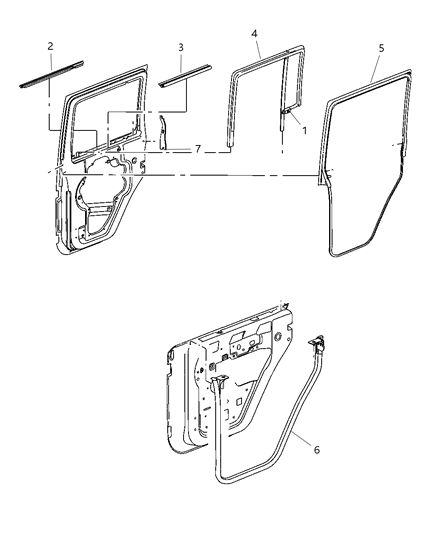 Weatherseal, Door To Body Rear Full Door Diagram for 55395719AL