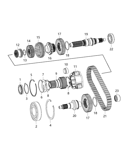1989 Dodge D250 Mainshaft Transfer Case Diagram for 68002039AB