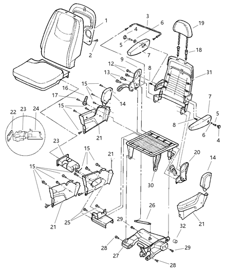 1999 Chrysler Town & Country Shield Side Seat Diagram for RH921C3AA