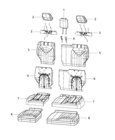 2017 Chrysler Pacifica Headrest Third Row Outboard (Cover And Foam Only) Diagram for 5RQ22PD2AA