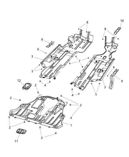 Shield Floor Pan Diagram for 68264964AA