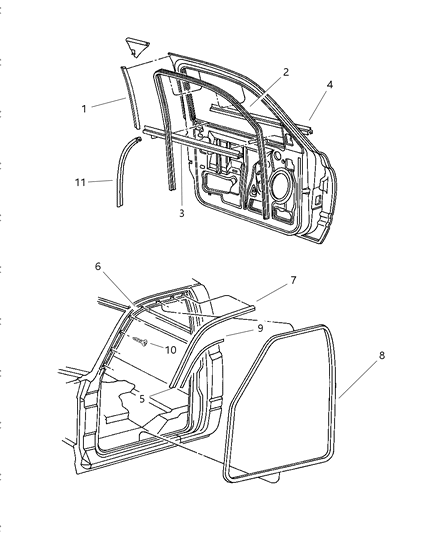 2000 Chrysler Cirrus Weatherstrip, Door Belt Diagram for 55275504AA