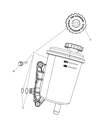 1988 Chrysler New Yorker Reservoir Kit Power Steering Pump Diagram for 68034335AA