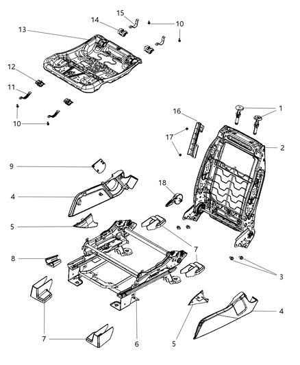 2011 Dodge Journey Shield Seat Inner Return Flange Shield Diagram for 1KF731X9AA