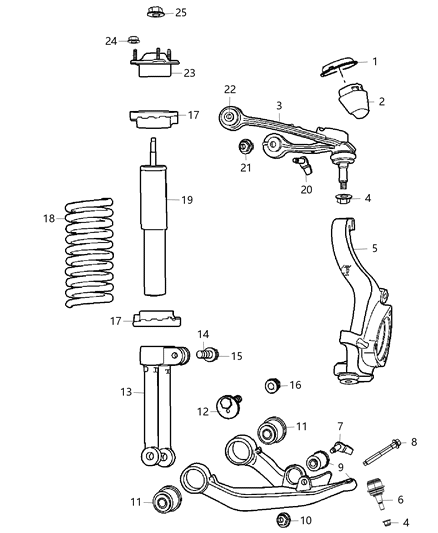 Arm Lower Control Front Diagram for 52109987AE