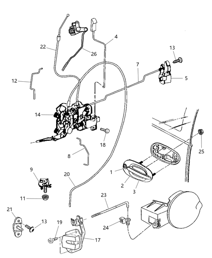 2025 Dodge Hornet Handle Sliding Door W/O Key Cylinder - Chrome Diagram for RE41RH2AA