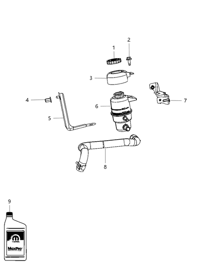 2008 Chrysler PT Cruiser Reservoir Power Steering Fluid Diagram for 5272728AB