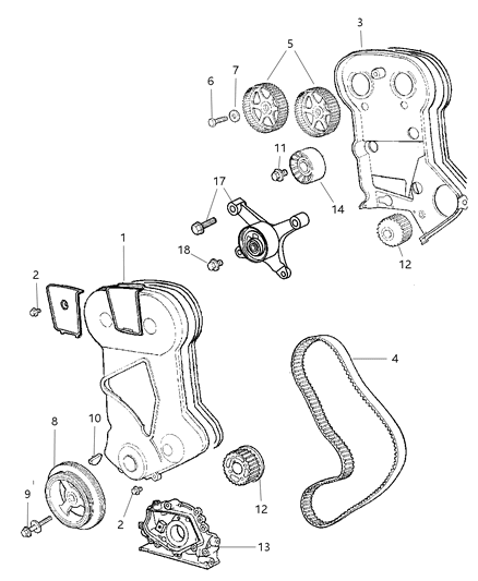 2014 Jeep Patriot Cover Timing Belt Diagram for 4884309AC