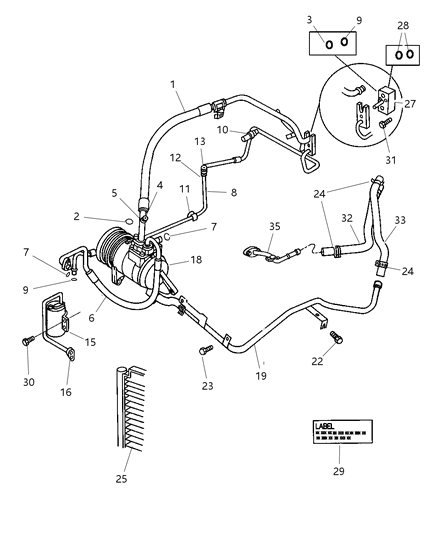 1998 Dodge Grand Caravan Hose And Tube Assembly, Heater Return Diagram for 4677380