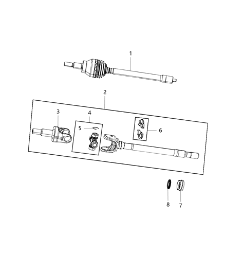 2009 Jeep Commander Snap Ring Diagram for 68476752AA