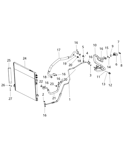 1998 Dodge B2500 Line A/C Suction Diagram for 68197724AB