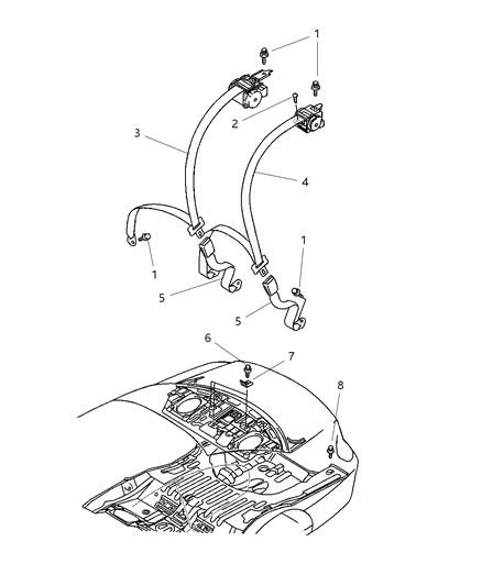 1998 Dodge Dakota Bolt And Washer Seat Belt Mounting .437X1 Diagram for MB268795
