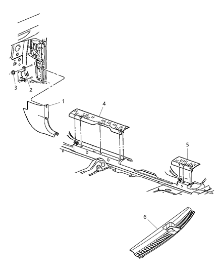 1997 Jeep Grand Cherokee Plate Liftgate Scuff Diagram for 5JP16BD1AE
