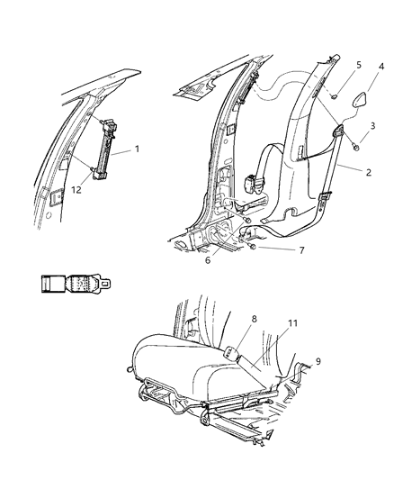 Seat Belt Front Outer Diagram for UP231L5AD