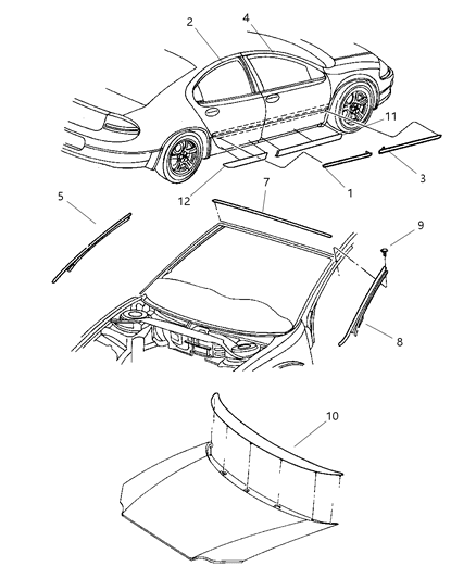 Molding Front Door Diagram for PT10XRV