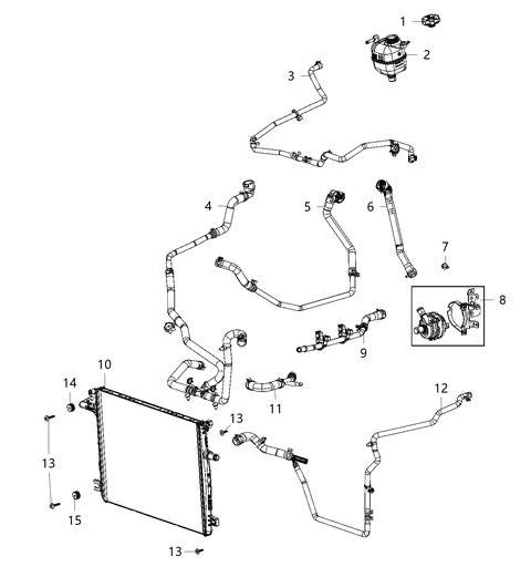 Cooler Auxiliary Low Temperature, Front Diagram for 68314787AD