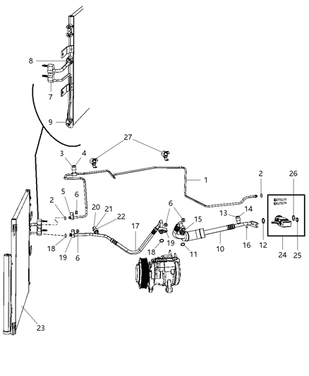 2003 Chrysler Concorde Line A/C Suction Diagram for 55056863AC