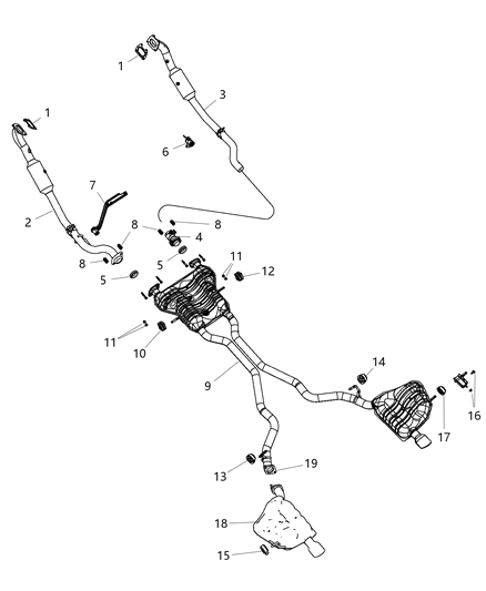 Muffler And Tailpipe Exhaust Diagram for 68276627AB
