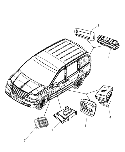 Switch Lumbar Control Diagram for 56046232AA