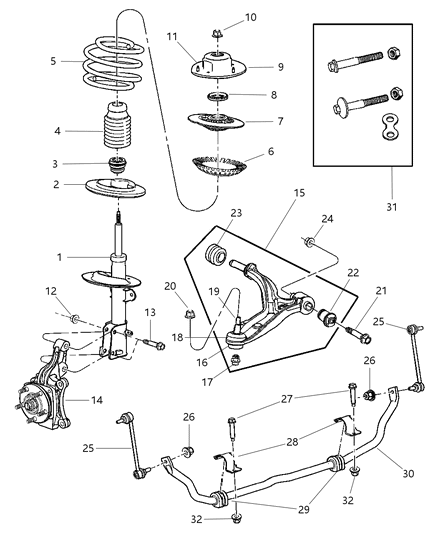 2009 Dodge Charger Link Stabilizer Bar Diagram for 4743021AA