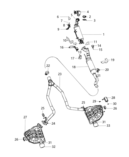 Resonator And Tailpipe Exhaust Diagram for 68289198AA