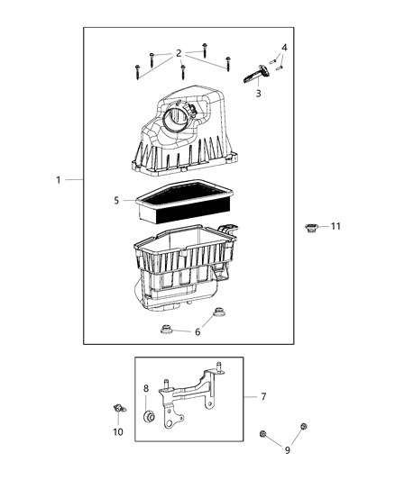 2020 Chrysler 300 Air Cleaner Assembly Engine Diagram for 68285596AB