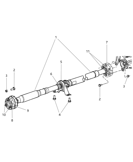 2000 Chrysler Voyager Shaft Drive Rear 2-Piece Diagram for 4593679AA