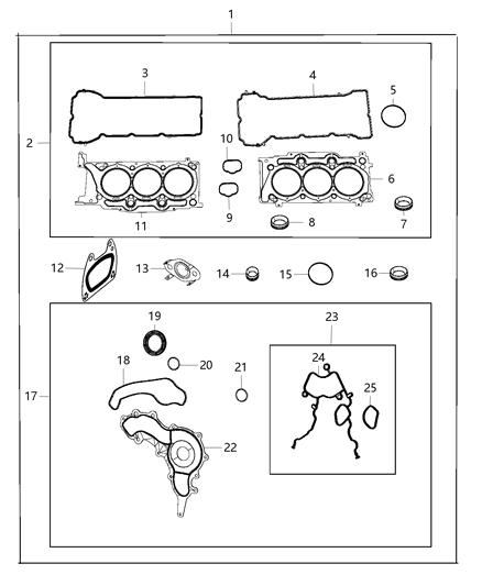 2012 Dodge Durango Gasket Kit Engine Lower Not Included with Long Block Diagram for 68410629AA