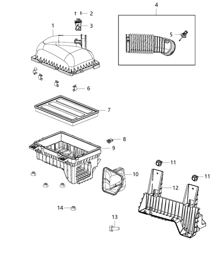Cover Air Cleaner Diagram for 68359799AA