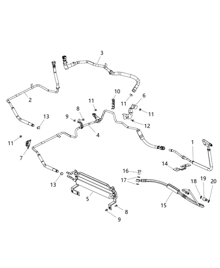 2019 Ram ProMaster 1500 Hose Power Steering Return Jumper To Power Steering Cooler Diagram for 68169571AE