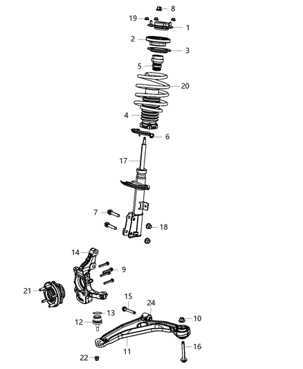 Knuckle Front Diagram for 5006212AA