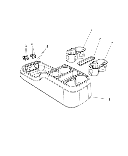 2011 Dodge Durango Console Floor Front Diagram for 5RK001D2AE