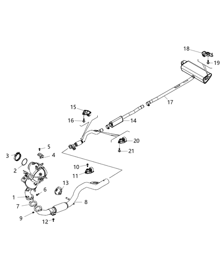 Bracket And Isolator Exhaust Diagram for 68246908AA