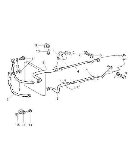2001 Dodge Durango Hose Oil Cooler Return Diagram for 5097766AA