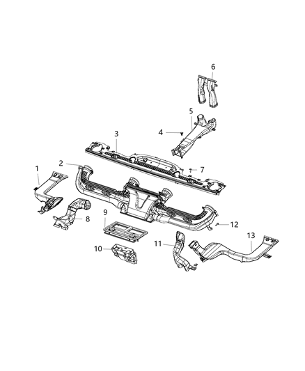 2008 Jeep Compass Duct Instrument Panel Diagram for 68342018AD
