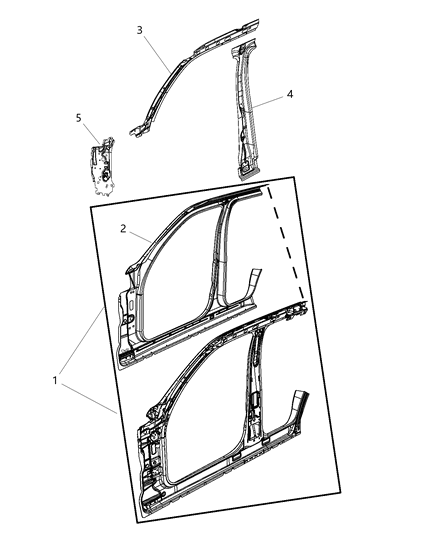 1996 Dodge Grand Caravan Panel Package Bodyside Aperture Front Complete Front Panel Diagram for 68003979AB