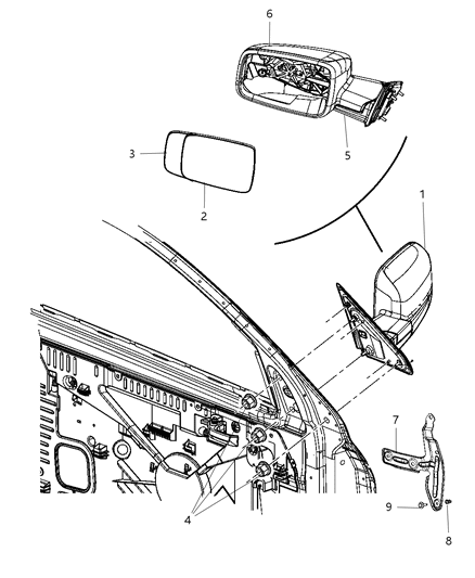 Mirror Outside Rearview Diagram for 68080083AD