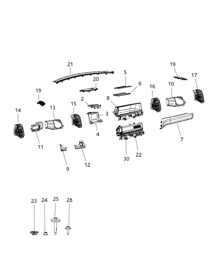 Cap Instrument Panel End Diagram for 5YK10TX7AB