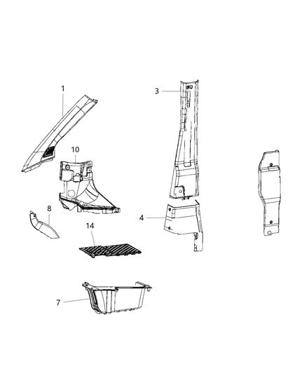 Lower Center Pillar Trim, Passenger Side Diagram for 5LL86JXWAC