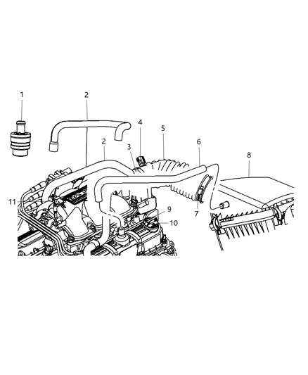 Clamp Hose Clean Air Hose To Box & Center Section Diagram for 53034013AA