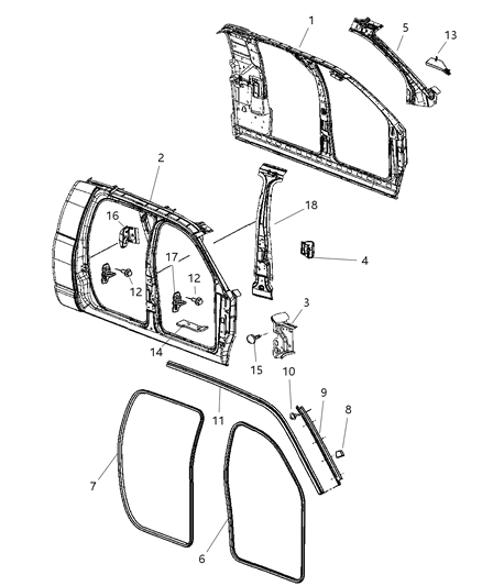 Panel Bodyside Aperture Outer Complete Diagram for 68000697AC