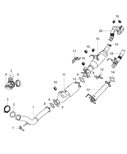 1997 Dodge Stratus Tailpipe Exhaust Diagram for 68261138AA
