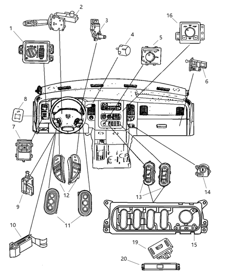 1989 Chrysler Fifth Avenue Switch Transfer Case Mode Diagram for 56049674AC