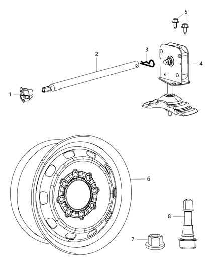 Winch Spare Tire Carrier Diagram for 68149650AB