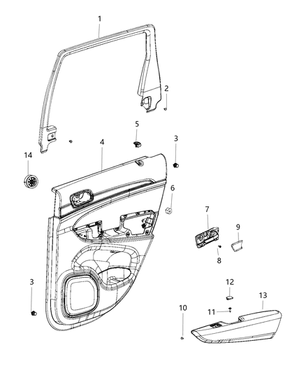 Armrest Rear Door Trim Diagram for 6GF67HL1AA