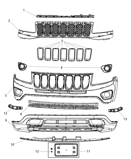 Bracket Bumper Diagram for 5182596AB